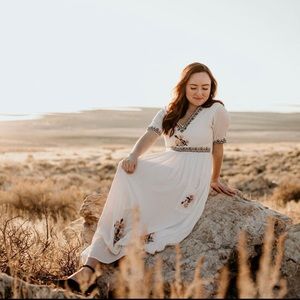 Boho embroidery prairie dress.